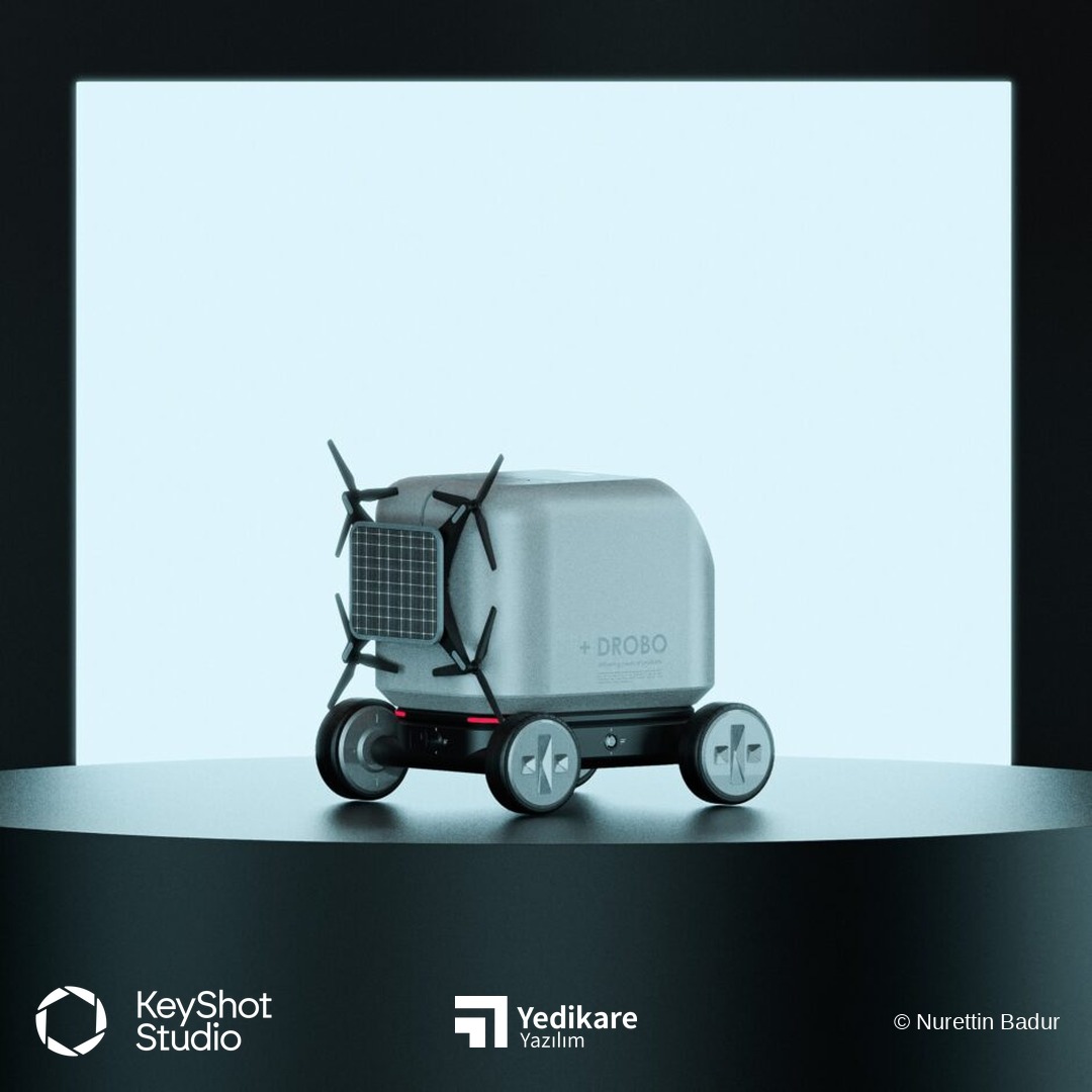 Nurettin Badur'un KeyShot ile render ettiği Drobo otonom ilaç teslim robotu konsepti